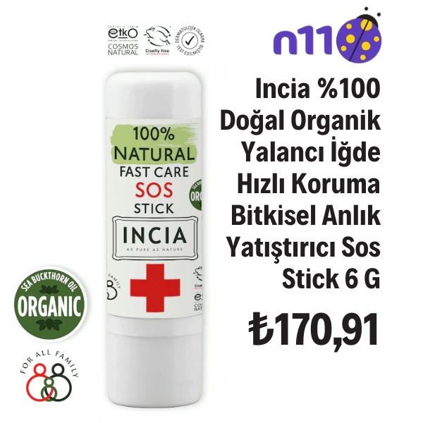 Incia %100 Doğal Organik Yalancı İğde Hızlı Koruma Bitkisel Anlık Yatıştırıcı Sos Stick 6 G
