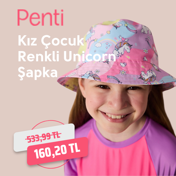 Kız Çocuk Renkli Unicorn Şapka - Penti