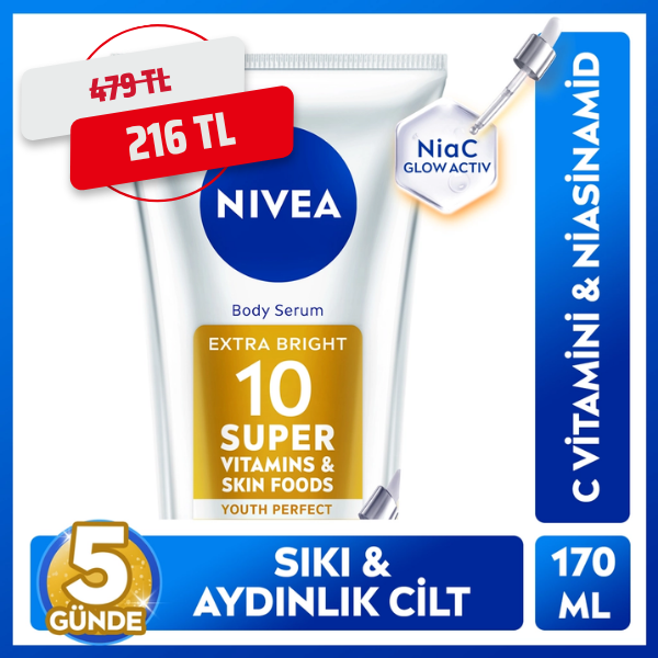 Nivea SPF15 Super10 & C Vitamini Serum Etkili Nemlendirici ve Aydınlatıcı Vücut Losyonu 170 ml