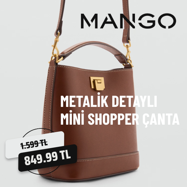 Metalik detaylı mini shopper çanta