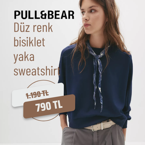 Düz renk bisiklet yaka sweatshirt