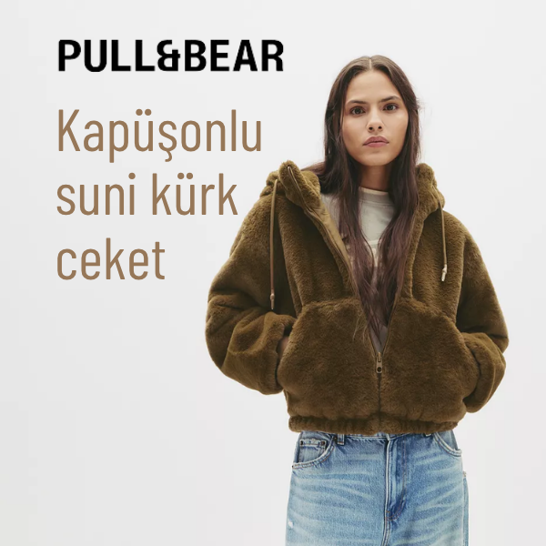 Kapüşonlu suni kürk ceket