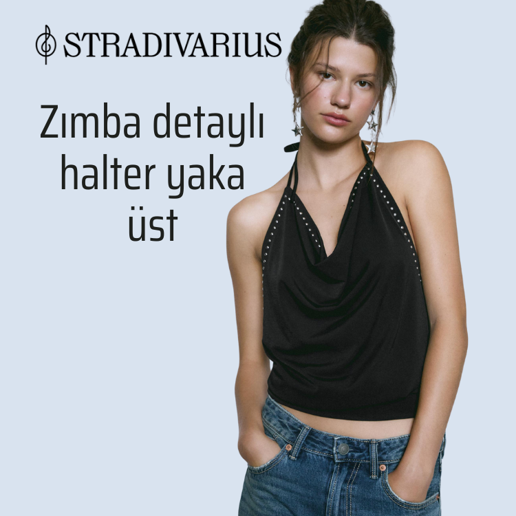 Zımba detaylı halter yaka üst